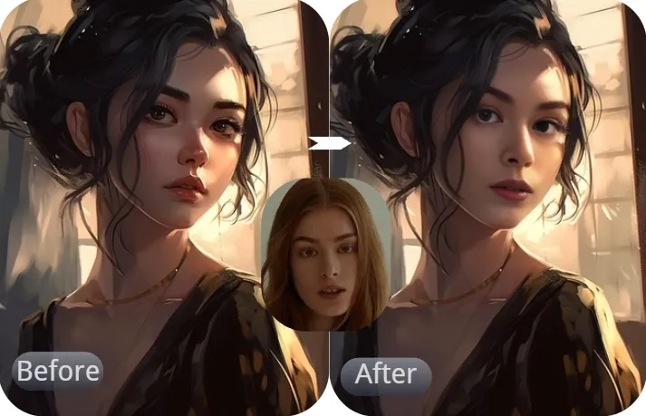 Creative face swap into artwork style